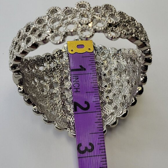 Dazzling Silver Cuff Bracelet Bangle - Picture 12 of 16